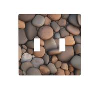 ZhaoYuGoods Placca da parete con stampa di ciottoli in spiaggia, doppia levetta per interruttore della luce, 2 uscite, 11,4 cm x 11,4 cm, piastra frontale decorativa in PC per casa e ufficio
