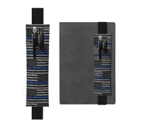 ZhaoYuGoods Portapenne con fascia elastica con bandiera blu sottile americana | Custodia per penna regolabile con stampa | Portapenne in pelle carino, Nero , Taglia unica