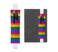 ZhaoYuGoods Portapenne con fascia elastica con motivo arcobaleno Gay Pride | Custodia per penna regolabile | Simpatico portapenne in pelle, bianco, Taglia unica