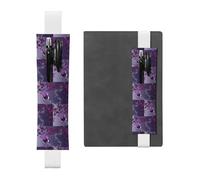 ZhaoYuGoods Portapenne con fascia elastica e farfalla viola prugna | Custodia per penna regolabile con stampa | grazioso portapenne in pelle, bianco, Taglia unica