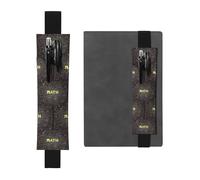 ZhaoYuGoods Portapenne con fascia elastica per matematica, con stampa, regolabile, portapenne in pelle, Nero , Taglia unica