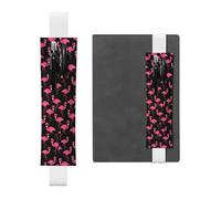 ZhaoYuGoods Portapenne con fascia elastica rosa con fenicotteri | Custodia per penna regolabile con stampa | Simpatico portapenne in pelle, bianco, Taglia unica
