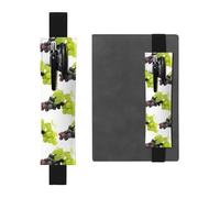 ZhaoYuGoods Portapenne con fascia elastica viola e verde uva | Custodia per penna regolabile con stampa | Simpatico portapenne in pelle, Nero , Taglia unica