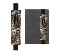 ZhaoYuGoods Portapenne con ingranaggi meccanici Steampunk con fascia elastica | Custodia per penna regolabile con stampa | Simpatico portapenne in pelle, Nero , Taglia unica