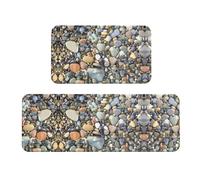 ZhaoYuGoods Pretty Stones - Set di 2 tappetini da cucina antiscivolo, con stampa, per proteggere il pavimento, lavabili, comodi, per uso domestico, 43 x 75 + 43 x 120 cm