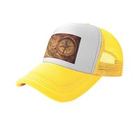 ZhaoYuGoods Prinetd - Cappellino da baseball, con scritta "Law of the Compass", regolabile, in rete posteriore, cappello da sole per sport all'aria aperta, viaggi, corsa, Giallo, Taglia unica