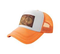 ZhaoYuGoods Prinetd - Cappellino da baseball, con scritta "Law of the Compass", regolabile, in rete posteriore, cappello da sole per sport all'aria aperta, viaggi, corsa, Arancione, Taglia unica