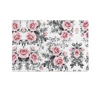 ZhaoYuGoods Puzzle da 1000 pezzi con rosa floreale ad acquerello bianco per adulti, puzzle orizzontali impegnativi in legno di alta qualità con riferimento fotografico per rilassamento mentale e