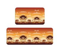 ZhaoYuGoods Set di 2 tappetini da cucina con elefante e giraffa al tramonto, con stampa, antiscivolo, per proteggere il pavimento, lavabile, comodo, per uso domestico, 43 cm x 75 cm + 43 cm x 120 cm