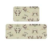 ZhaoYuGoods Set di 2 tappetini da cucina con sfondo di maiale, con stampa, antiscivolo, per protezione del pavimento, lavabile, comodo, per uso domestico, 43 x 75 cm + 43 x 120 cm