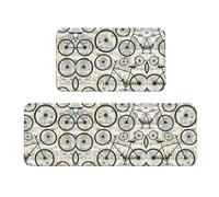 ZhaoYuGoods Set di 2 tappetini da cucina retrò a forma di bicicletta, antiscivolo, con stampa, per proteggere il pavimento, lavabile, comodo, per uso domestico, 43 x 75 cm + 43 x 120 cm