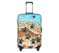 ZhaoYuGoods Turtles on The Beach - Copertura protettiva per bagagli, con stampa di tartarughe sulla spiaggia, copertura per bagagli divertente per bagagli da 45 a 81 cm, bianco, M