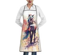 ZhaoYuGoods White Trees - Grembiule mimetico da donna, con tasche, elegante, per cucina, giardino, salone, stampa ideale, Cavallo acquerello, Taglia unica