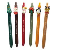 ZHAPEG 6 penne gel a tema natalizio a tema cartone animato, penna gel retrattile, punta da 0,5 mm, per studenti adulti, scrittura, annotazione, diario