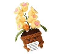 ZHAPEG Fiore positivo all'uncinetto supporto emotivo all'uncinetto pianta fiori all'uncinetto con volto sorridente per scrivania decorazione auto