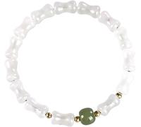 ZHAYUEOP FengShui - Braccialetto ricchezza con perline di bambù e cristalli, braccialetto Feng Shui con fibbia in giada, One Size, Acetato, Non pietra preziosa