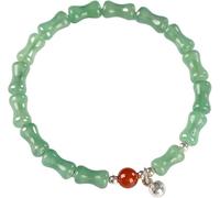 ZHAYUEOP FengShui - Braccialetto ricchezza con perline di bambù e cristalli, braccialetto Feng Shui con fibbia in giada, One Size, Acetato, Non pietra preziosa