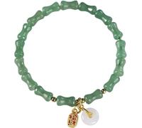 ZHAYUEOP FengShui - Braccialetto ricchezza con perline di bambù e cristalli, braccialetto Feng Shui con fibbia in giada, One Size, Acetato, Non pietra preziosa
