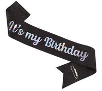 ZHBDPaty Fascia con spilla a forma di pera con scritta in lingua inglese "It's my Brithday Birthday Girl" (Nero)