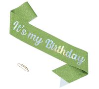 ZHBDPaty Fascia con spilla a forma di pera con scritta in lingua inglese "It's my Brithday Birthday Girl Birthday", per donne e ragazze (verde)