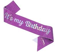 ZHBDPaty Fascia con spilla a forma di pera con scritta in lingua inglese "It's my Brithday Birthday Girl" (viola)