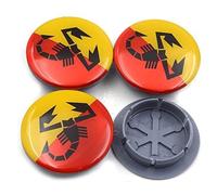 ZhBFJtBD 4 Pezzi Auto Coprimozzi Adesivo per Abarth 595 500 695, 55mm Coprimozzo Centrale Tappi Coperture Hub Center cap Wheel Covers Accessori D
