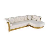 ZHCHAO 116.1" L-Shaped White Corner Sectional Sofa Loveseat With Chaise