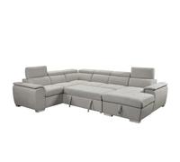 ZHCHAO 125" U Shaped 7-seat Sectional Sofa Couch With Adjustable Headrest, Sofa Bed With Storage Chaise-Pull Out Couch Bed