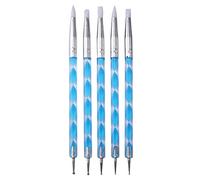 ZHCHAO 5pcs / Set Nail Art End Gel Gel Silicone Carving Emboss Build Brush Brush Strass Picking Dotting Pen Manicure Tool(Color:Blue,White)
