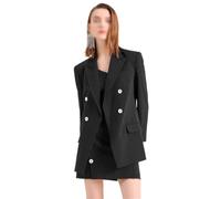 ZHCHAO Abito a Righe di nicchia Due Set di Cappotti da Donna Autunno e Inverno in Stile straniero Nero da Lavoro(Small)