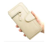 ZHCHAO Borsa for carte da donna con borsa a mano lunga con posizione fotografica multi-funzione con fibbia vintage con cerniera(Beige)