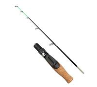ZHCHAO Canna da pesca invernale morbida 50 cm canna da pesca sul ghiaccio con punta piatta in fibra di vetro con manico in sughero a 2 sezioni