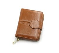 ZHCHAO Design multicapacità Portafoglio corto da donna Porta carte Porta carte Cerniera corta(Brown)
