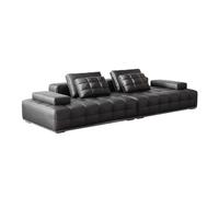 ZHCHAO Divano Con Struttura In Legno In Dritta, Soggiorno Minimalista, Villa Di Grandi Dimensioni, Divano Artistico In Pelle Nera