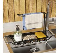 ZHCHAO - Mensola telescopica per lavello, in acciaio inox, regolabile, per scolare sapone, spugna e stracci, organizer da cucina (D, 23,5 x 10,5 x 44 cm)