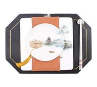ZHCHAO Paesaggio Pittura Cena Piatto Tavolo Pad Combinazione Stoviglie Set Tavolo Impostazione Tabella