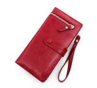 ZHCHAO Portamonete lungo con cerniera con fibbia for donna Portamonete multi-carta di grande capacità(Red)