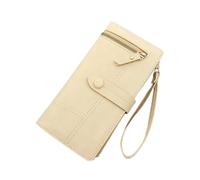 ZHCHAO Portamonete multi-carta di grande capacità con fibbia e cerniera Borsa lunga da donna(Beige)