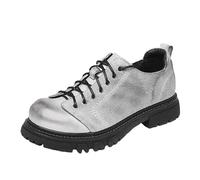 ZHCHAO Scarpe Casual da Uomo d'Affari Scarpe di Gomma da Esterno Britanniche Retro Stringate Punta Tonda Suola Spessa Scarpe da Lavoro Antiscivolo Comode E Versatili for Uomo(Blanco,6.5)