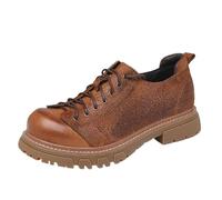 ZHCHAO Scarpe Casual da Uomo d'Affari Scarpe di Gomma da Esterno Britanniche Retro Stringate Punta Tonda Suola Spessa Scarpe da Lavoro Antiscivolo Comode E Versatili for Uomo(Brown,10.5)