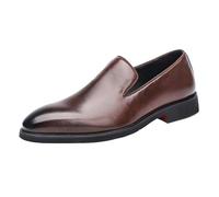 ZHCHAO Scarpe da Lavoro Lucide a Punta Britanniche da Uomo Comode Scarpe Basse Basse da Uomo Scarpe Casual Traspiranti Versatili for Il Lavoro della Festa di Nozze(Brown,11.5)