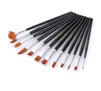 ZHCHAO - Set di 12 pennelli per pittura ad acquerello, in nylon, con asta corta, per pittura ad olio, acrilico, pennelli, pennelli, forniture artistiche