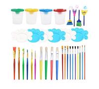 ZHCHAO - Set di pennelli da pittura per bambini, 34 pezzi, con coperchio, multicolore, per studenti e principianti, idea regalo