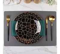 ZHCHAO Set di posate geometriche nere e oro piatto occidentale ristorante tavolo da pranzo piatto da tavola tovagliolo