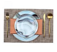 ZHCHAO Tavolo da pranzo quadrato Decorazione Piatto Piatto Cena Tovaglietta Tovaglietta Set di stoviglie Combinazione Piatto occidentale Ristorante