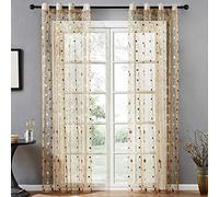 ZHCHL Tende Trasparenti Oro, Tende Soggiorno Moderne con Ricami a Punti Polka Dot, 2 Pezzi, 140x180cm, Lavabili