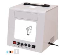 ZHDANB Light Box Professionale Foto Gioielli, Illuminazione su 4 Lati, Controllo di luminosità e velocità, Elettrico Rotante, Light Box per Gioielli Portatile, per Fotografia,Cibo White-20cm