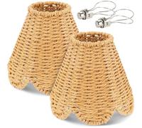 Zhdbchyuu Paralumi Intrecciati Sottile Ombra Diffusa | Texture intrecciata in stile boho, silhouette a petalo per una luce diffusa e calda; clip inclusa per fissaggio facile.