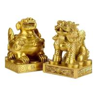 ZHDECOR Coppia di Figurine retrò in Ottone Pixiu Statue Wealth Prosperity | Decorazione per la scrivania dell'ufficio domestico, miglior regalo di congratulazioni per l'inaugurazione della casa