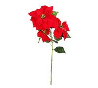 ZHDOKA 1 Pz Bouquest di Stella di Natale Artificiale, 31 Pollici Stella di Natale Rossa di Seta Fiori di Natale Ramo Fiore di Stella di Natale Finto per Composizioni Floreali per Feste di(Rosso)